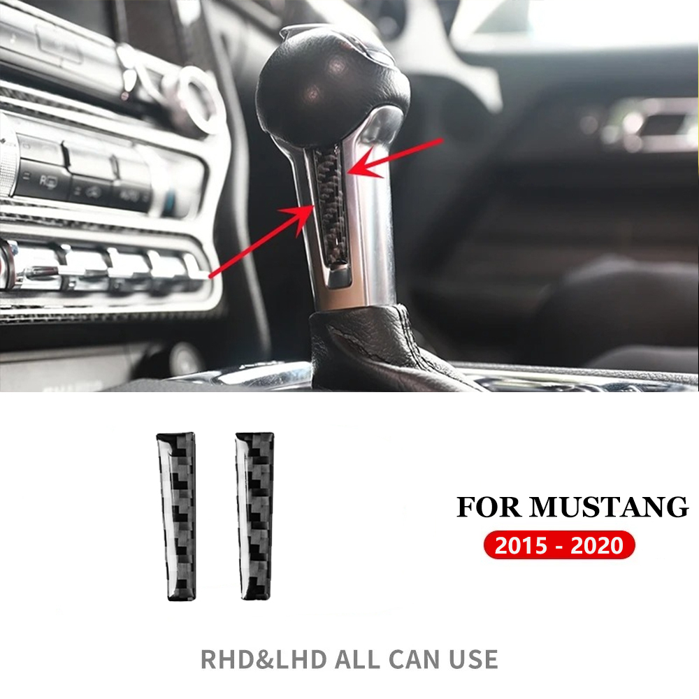 Interior Detailing Kit - ฝาครอบตกแต่งคันเกียร์รถยนต์ คาร์บอนไฟเบอร์แท้ สำหรับตกแต่งทั้งสองด้าน สำหรับรถฟอร์ด มัสแตง จีที