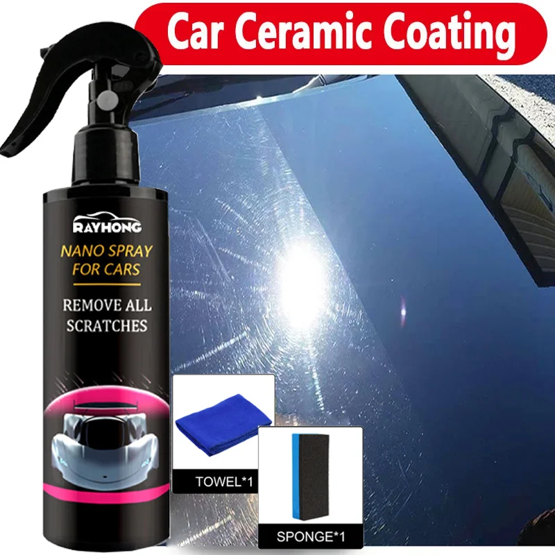 Car Wax Ceramic Coating - เคลือบเซรามิกสำหรับรถยนต์ สเปรย์แว็กซ์เคลือบเงาคริสตัล นาโน ไฮโดรโฟบิก ป้องกันคราบสกปรก ผลิตภัณฑ์ทำความสะอาดรถยนต์
