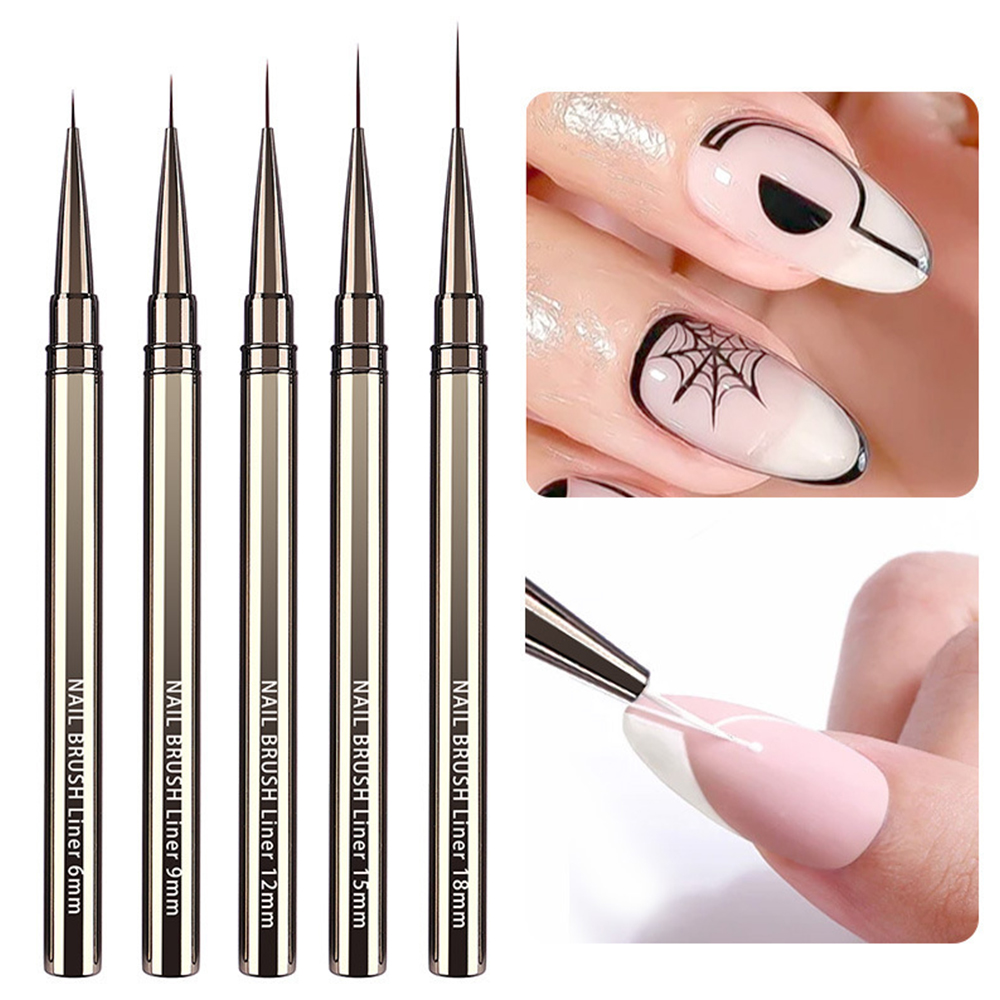 Detailing Brush Set - ชุดแปรงเพ้นท์เล็บมืออาชีพ 5 ชิ้น, แปรงละเอียดพิเศษสำหรับการวาดเส้นที่แม่นยำและลวดลายที่ซับซ้อน เหมาะสำหรับลายดอกไม้