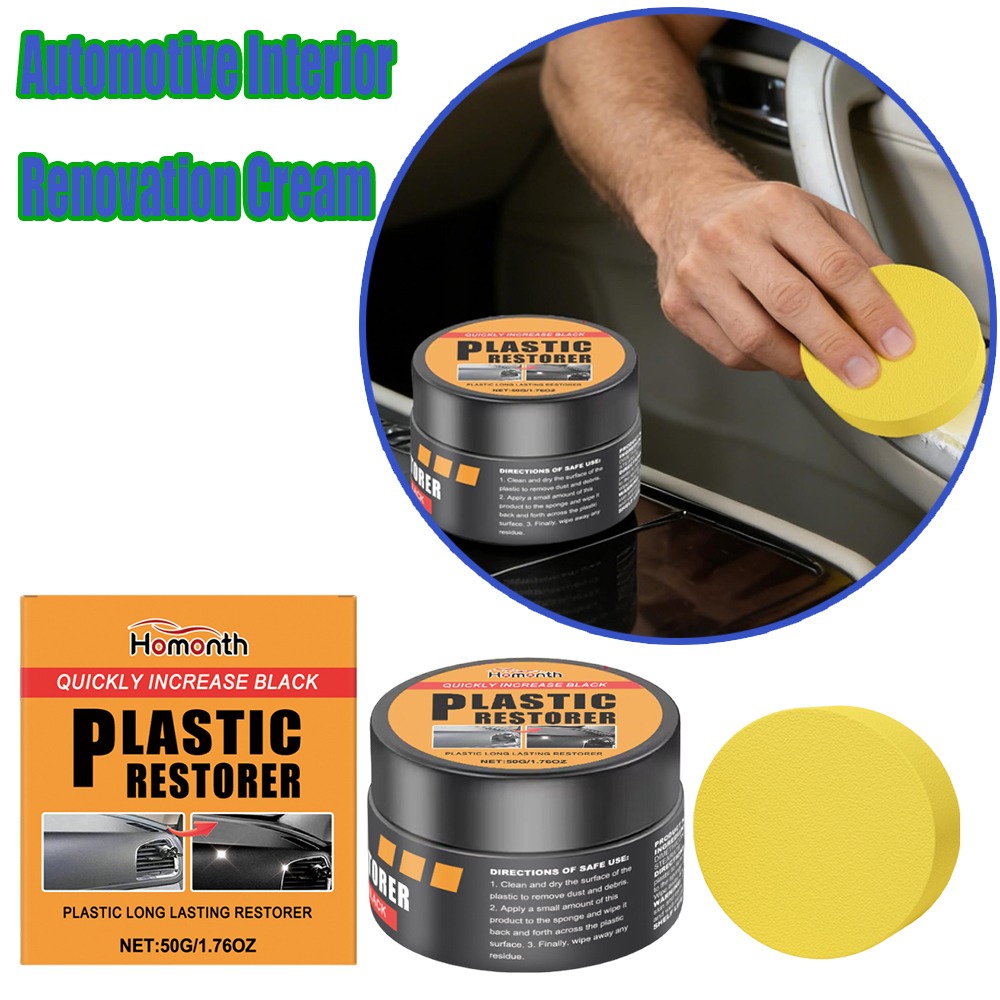 Leather Cleaner Interior - น้ำยาทำความสะอาดภายในรถยนต์ออลอินวัน ครีมบำรุงหนังและพลาสติก ซ่อมแซมรอยขีดข่วน พร้อมฟองน้ำสำหรับเบาะและแผงหน้าปัด